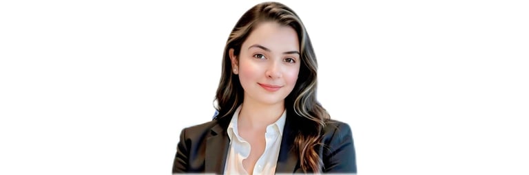 Professional headshot of a woman with dark wavy hair wearing a dark blazer and white collared shirt